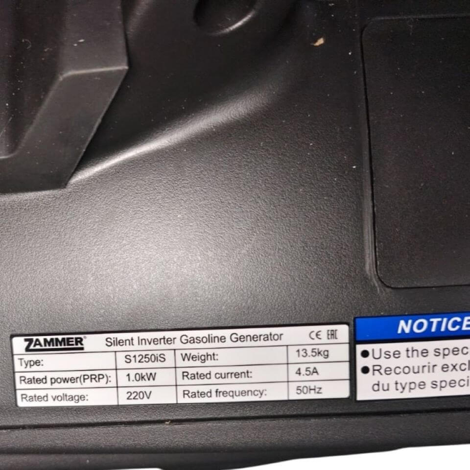 Бензиновый генератор Zammer S1250iS